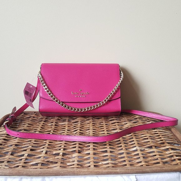 NWT Kate Spade Carson Convertible Leather Crossbody, OS, Pink Ruby - Picture 1 of 13